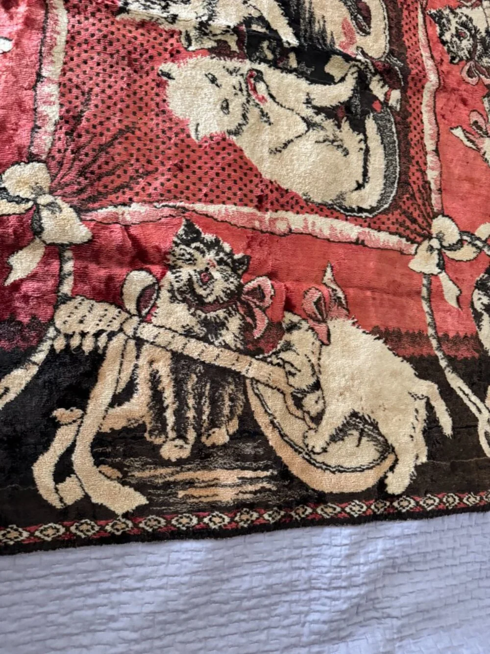 RARE Vintage Cat  Artists & Musicians  Velvet Tapestry Wall Hanging Rug 49x49